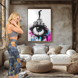 Denim Patchwork, Blue Orange & Green, eigener Text Capri Leggings