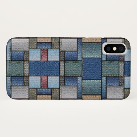 Denim Patchwork Case-Mate iPhone Hülle (Rückseite (Horizontal))