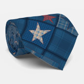 Denim Patchwork, Denim, Patchwork, blau, blau deni Krawatte (Gerollt)