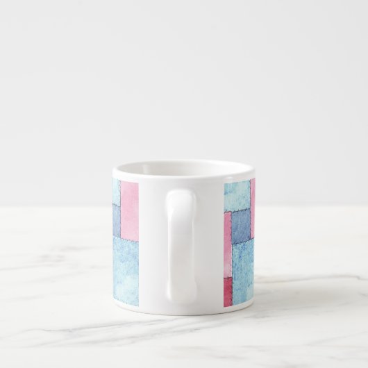Denim Patchwork Espresso Tasse, Pinks, Blues Espressotasse (Rückseite)