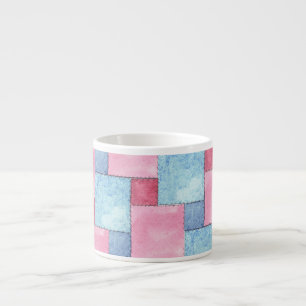 Denim Patchwork Espresso Tasse, Pinks, Blues Espressotasse