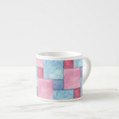 Denim Patchwork Espresso Tasse, Pinks, Blues Espressotasse (Vorderseite Rechts)