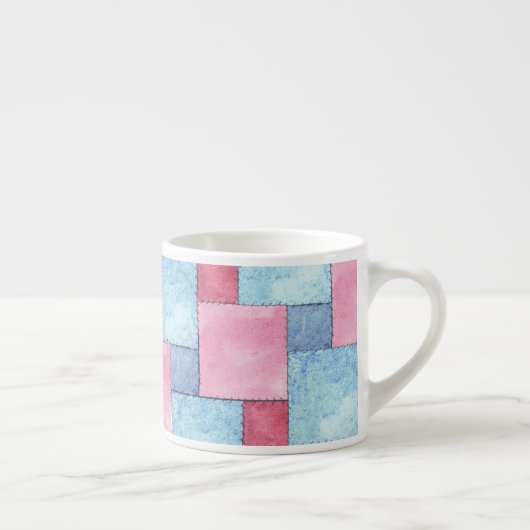 Denim Patchwork Espresso Tasse, Pinks, Blues Espressotasse (Rechts)