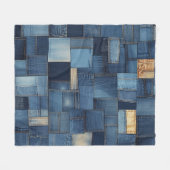 Denim Patchwork Fleecedecke (Vorderseite (Horizontal))