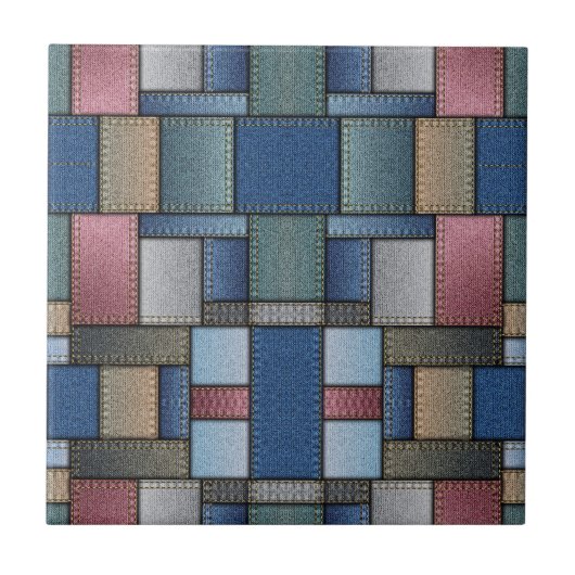 Denim Patchwork Fliese (Vorderseite)