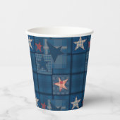 Denim-Patchwork-Gefälligkeitsbox Pappbecher (Vorderseite)