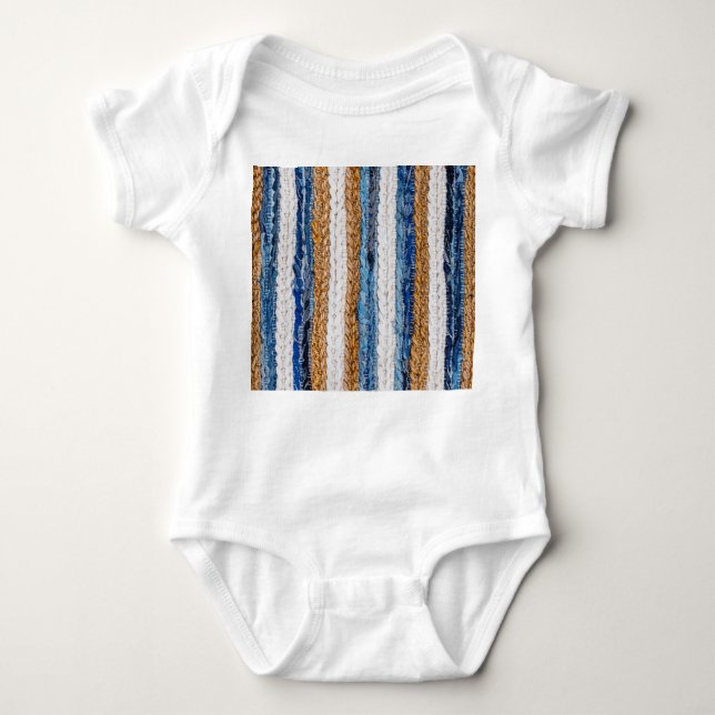 Denim Patchwork: gerecycelt Jeans Teppich. Baby Strampler (Vorderseite)