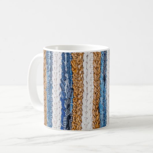 Denim Patchwork: gerecycelt Jeans Teppich. Kaffeetasse (Vorderseite Links)