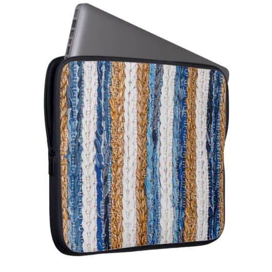 Denim Patchwork: gerecycelt Jeans Teppich. Laptopschutzhülle (Vorne Rechts)