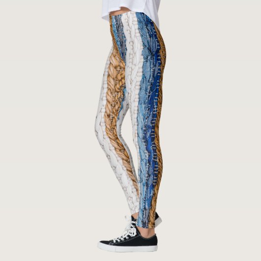 Denim Patchwork: gerecycelt Jeans Teppich. Leggings (Links)