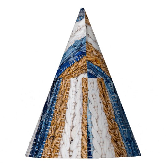 Denim Patchwork: gerecycelt Jeans Teppich. Partyhütchen (Rückseite)