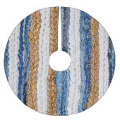 Denim Patchwork: gerecycelt Jeans Teppich. Polyester Weihnachtsbaumdecke (Vorderseite)