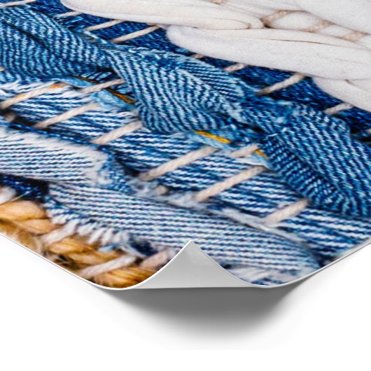 Denim Patchwork: gerecycelt Jeans Teppich. Poster (Ecke)