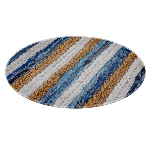 Denim Patchwork: gerecycelt Jeans Teppich. Schneidebrett (Ecke)