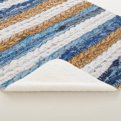 Denim Patchwork: gerecycelt Jeans Teppich. Sherpadecke (3/4)