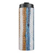 Denim Patchwork: gerecycelt Jeans Teppich. Thermosbecher (Vorderseite)