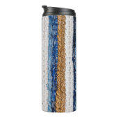 Denim Patchwork: gerecycelt Jeans Teppich. Thermosbecher (Nach rechts gedreht)