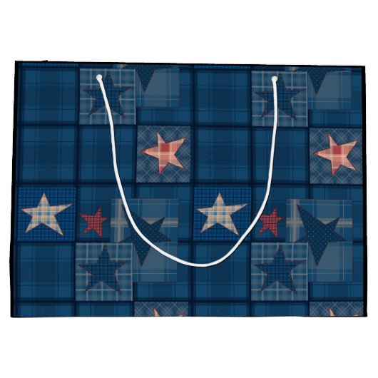 Denim Patchwork Große Geschenktüte (Rückseite)