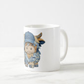 Denim-Patchwork-Hochlandkuh Kaffeetasse (VorderseiteRechts)