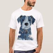 Denim-Patchwork-Hund T-Shirt (Vorderseite)