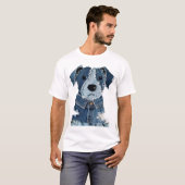 Denim-Patchwork-Hund T-Shirt (Vorne ganz)