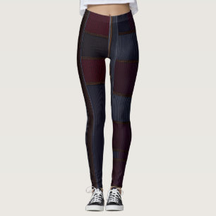 Denim Patchwork Jewel Tone All-Over-Print-Leggings Leggings