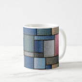 Denim Patchwork Kaffeetasse (VorderseiteRechts)