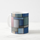 Denim Patchwork Kaffeetasse (Vorderseite Links)