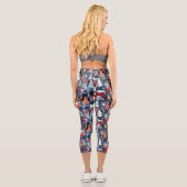 Denim Patchwork Karierte Weihnachtsbaumen & Reinde Capri Leggings (Rückseite)