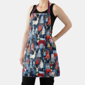 Denim Patchwork Karierte Weihnachtsbaumen & Reinde Schürze (InSitu)