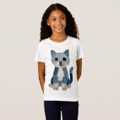 Denim-Patchwork-Katze T-Shirt (Vorne ganz)