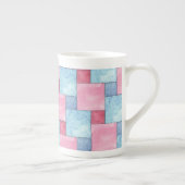 Denim Patchwork Knochen China Tasse, Pinks, Blues Porzellantasse (Rechts)