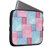 Denim Patchwork Laptop Sleeve, Pinks, Blues Laptopschutzhülle (Vorne Rechts)