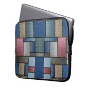 Denim Patchwork Laptopschutzhülle (Vorderseite Links)