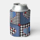 Denim Patchwork: Nahtloses Stoffmuster Dosenkühler (Kanne Vorderseite)