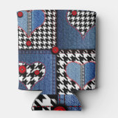 Denim Patchwork: Nahtloses Stoffmuster Dosenkühler (Rückseite)