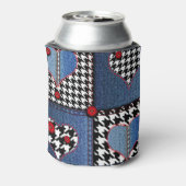 Denim Patchwork: Nahtloses Stoffmuster Dosenkühler (Kanne Rückseite)