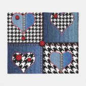 Denim Patchwork: Nahtloses Stoffmuster Fleecedecke (Vorderseite (Horizontal))