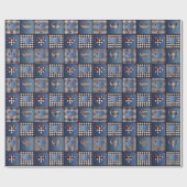 Denim Patchwork: Nahtloses Stoffmuster Geschenkpapier (Flach)