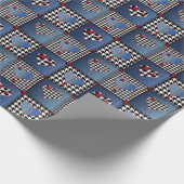 Denim Patchwork: Nahtloses Stoffmuster Geschenkpapier (Ecke)