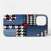 Denim-Patchwork: Nahtloses Stoffmuster iPhone Hülle (Rückseite (Horizontal))