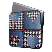 Denim Patchwork: Nahtloses Stoffmuster Laptopschutzhülle (Vorderseite Links)