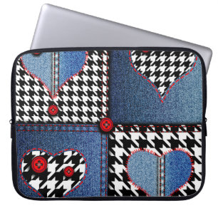 Denim Patchwork: Nahtloses Stoffmuster Laptopschutzhülle