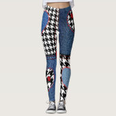 Denim Patchwork: Nahtloses Stoffmuster Leggings (Vorderseite)