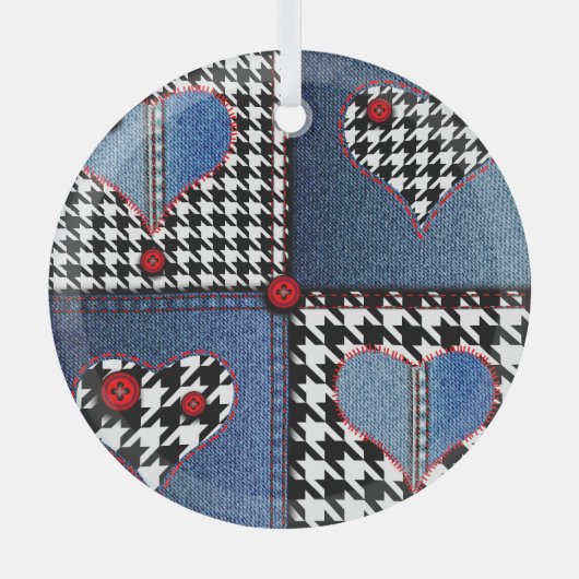 Denim Patchwork: Nahtloses Stoffmuster Ornament Aus Glas (Vorderseite)