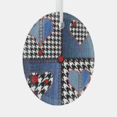 Denim Patchwork: Nahtloses Stoffmuster Ornament Aus Glas (Vorderseite Rechts)