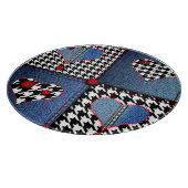 Denim Patchwork: Nahtloses Stoffmuster Schneidebrett (Ecke)