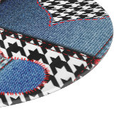 Denim Patchwork: Nahtloses Stoffmuster Schneidebrett (Ecke)
