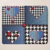 Denim Patchwork: Nahtloses Stoffmuster Sherpadecke (Vorderseite (Horizontal))