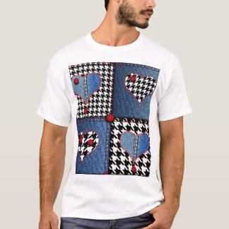 Denim Patchwork: Nahtloses Stoffmuster T-Shirt